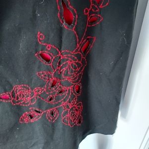 Black Skirt with Etched Out Flower